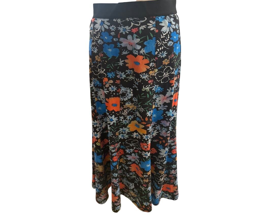 Maple & Cliff Floral Panel Midi Skirt – Black Multi, NWT, Size Medium